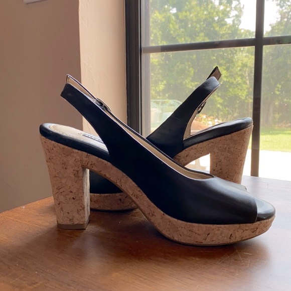 Alex Marie Women’s Cork Peep Toe Heels. - Picture 1 of 2